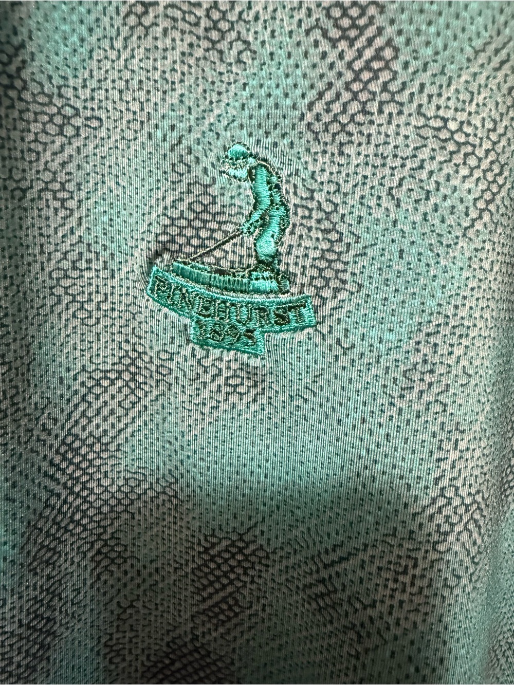 Men's Adidas Teal Snake Pattern Short-Sleeve Polo Shirt Pinehurst Logo - Picture 2 of 6